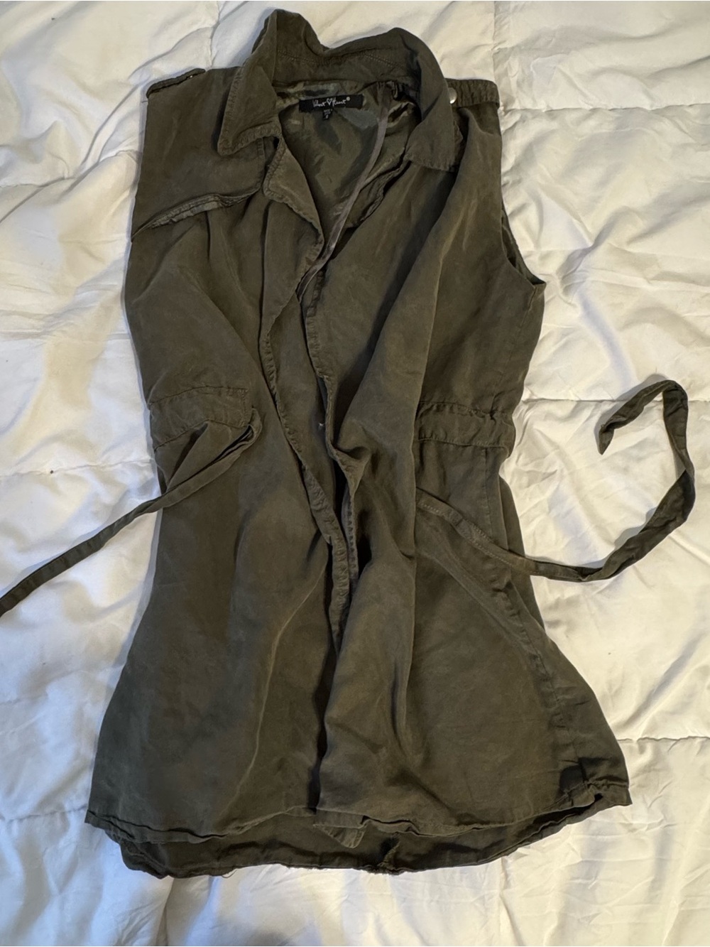 Velvet Heart Olive Green Sleeveless Draped Utility Vest Trench - S